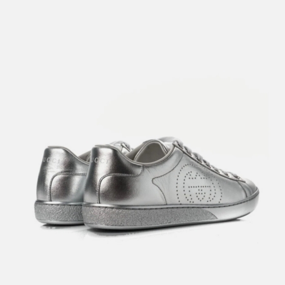 GUCCI Ace Low-top Silver Sneakers - Picture 3 of 16